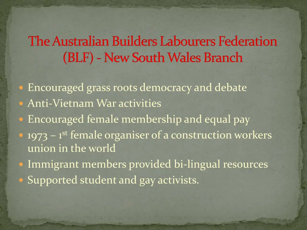 the australian builders labourers federation