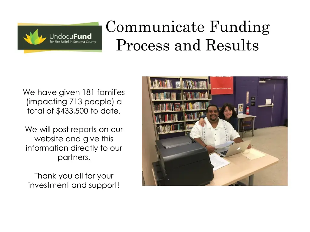 communicate funding process and results 1