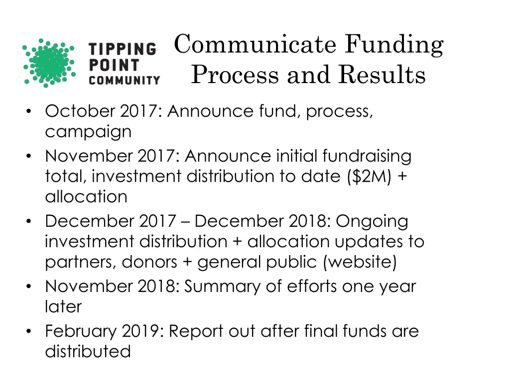 communicate funding process and results 3