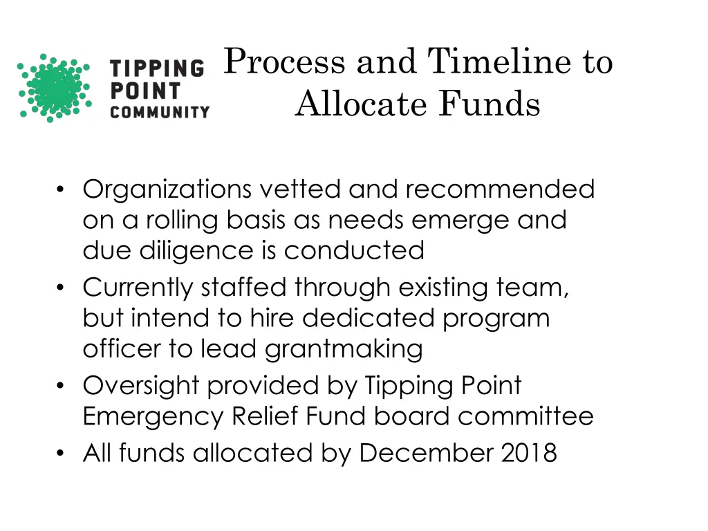 process and timeline to allocate funds 2