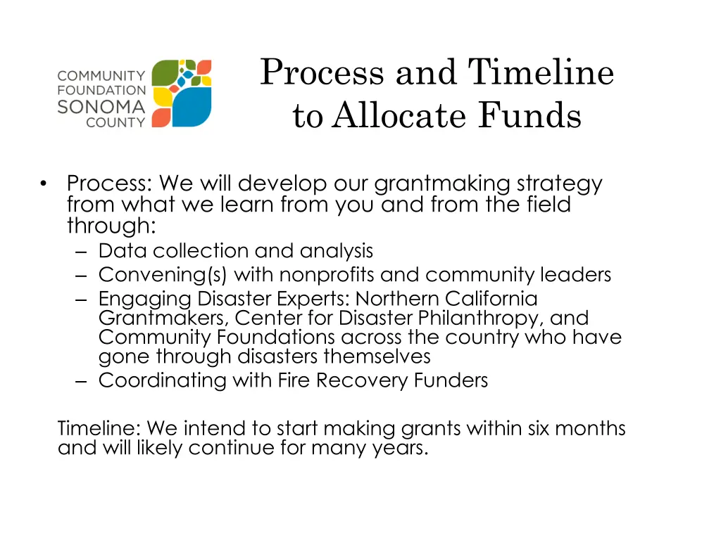 process and timeline to allocate funds 3