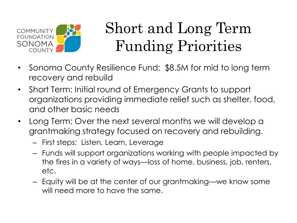 short and long term funding priorities 3