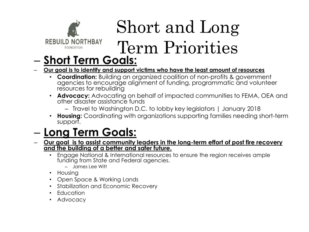 short and long term priorities