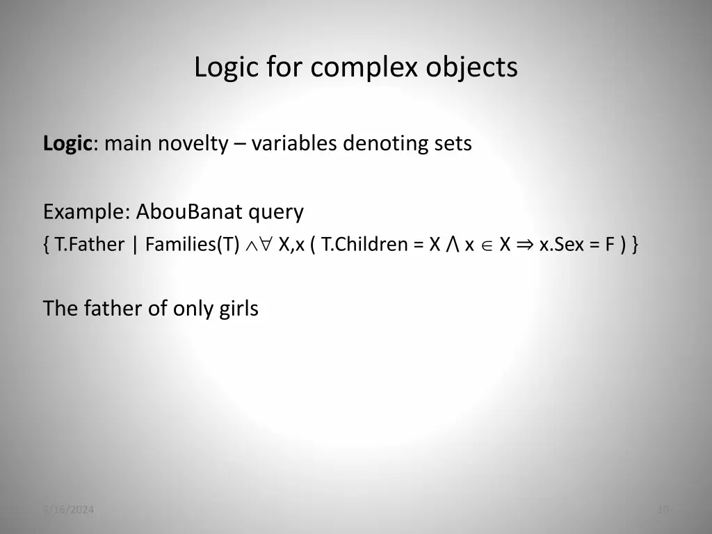 logic for complex objects