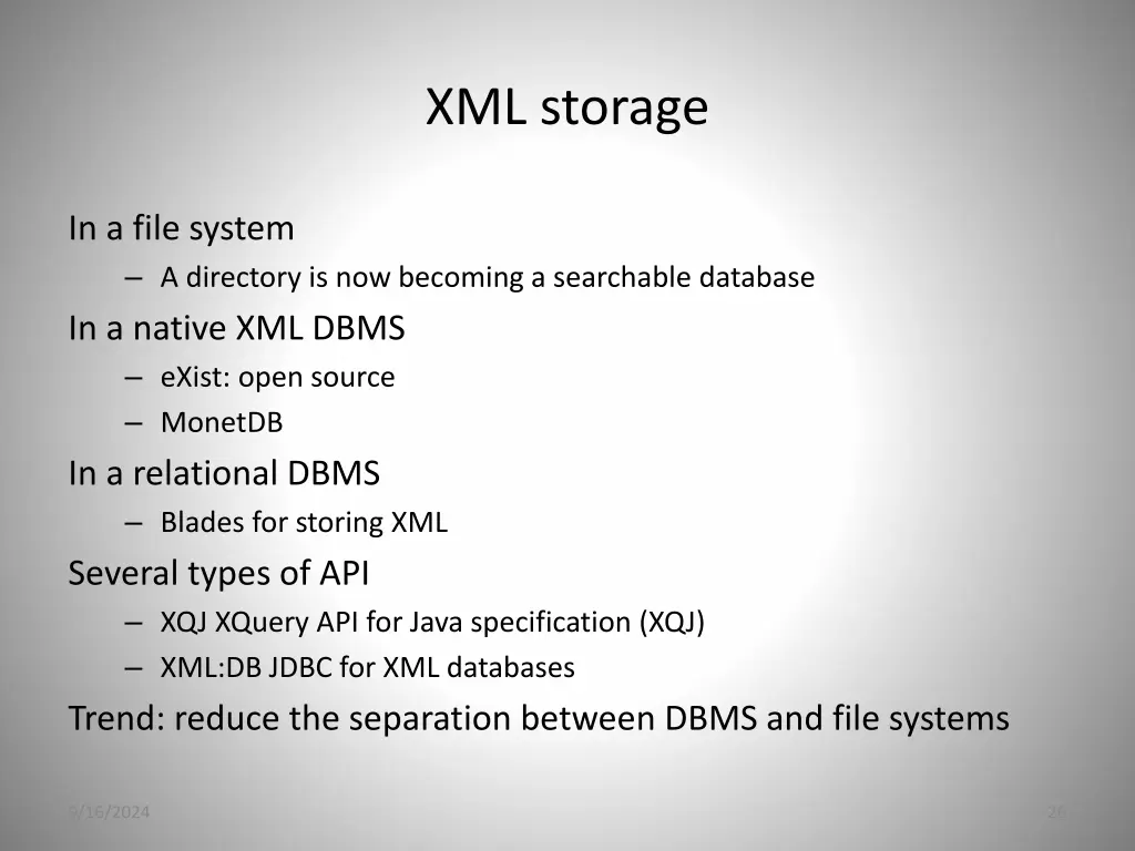 xml storage