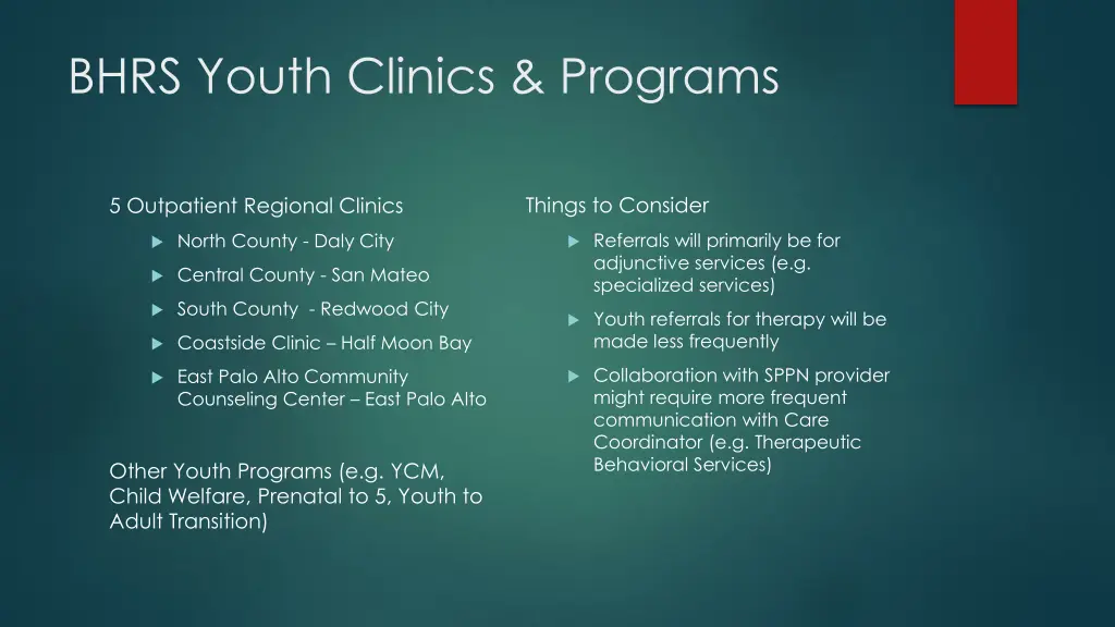 bhrs youth clinics programs