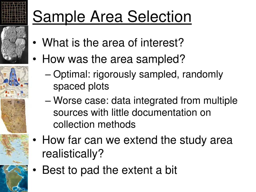 sample area selection