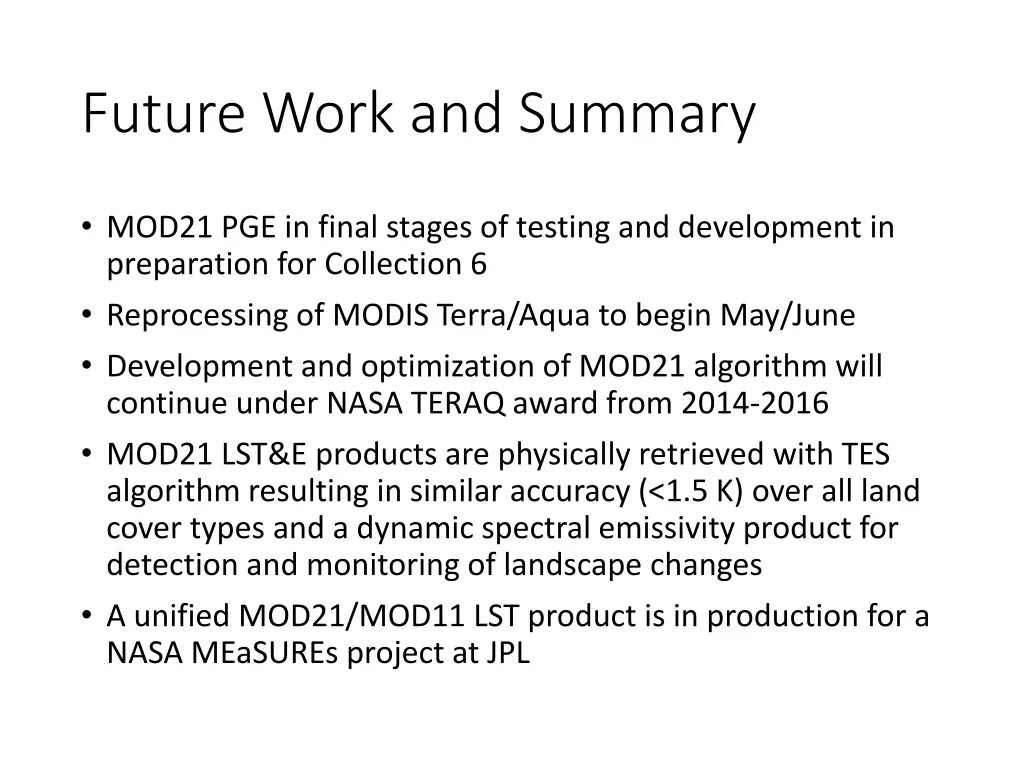 future work and summary