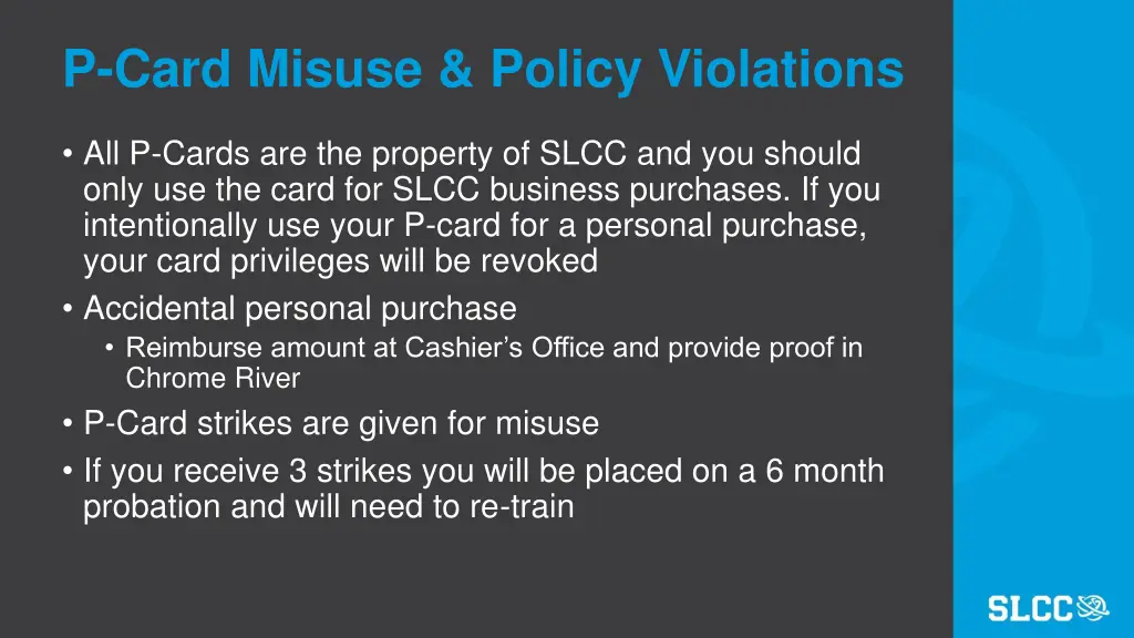 p card misuse policy violations