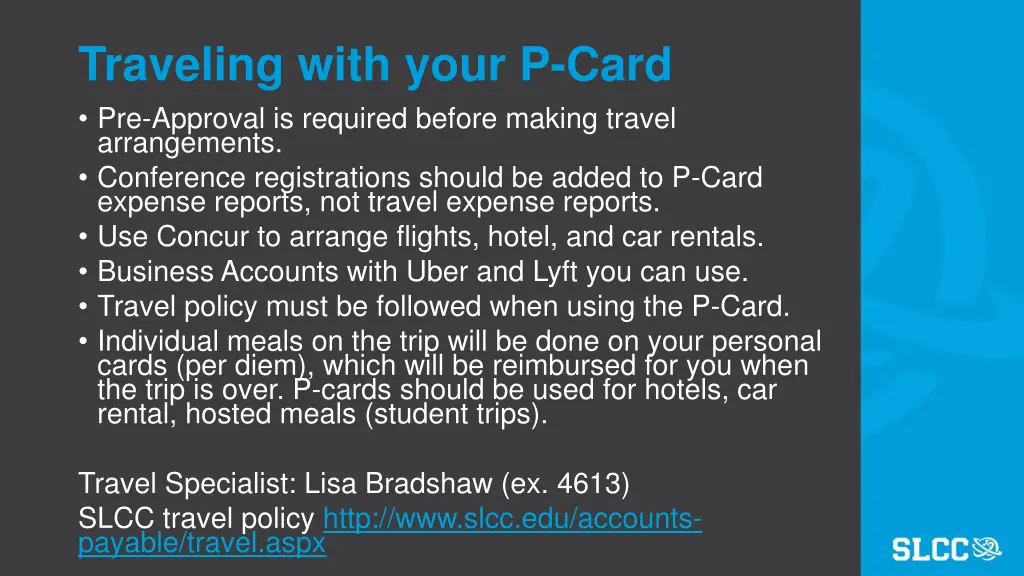 traveling with your p card pre approval