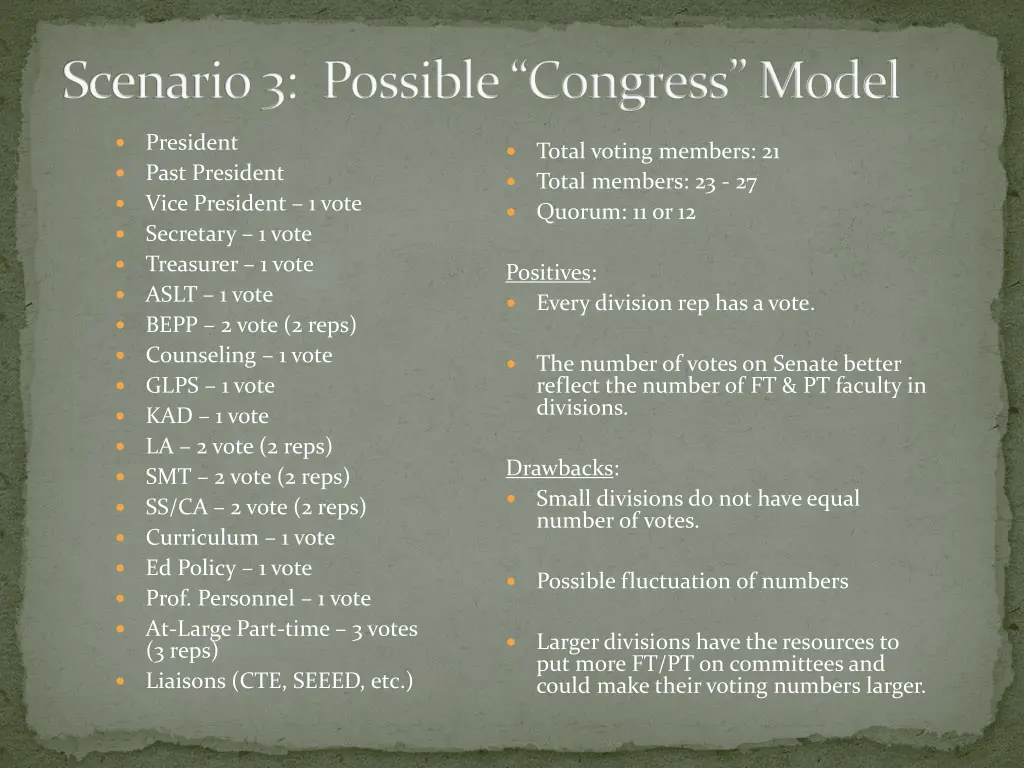 scenario 3 possible congress model