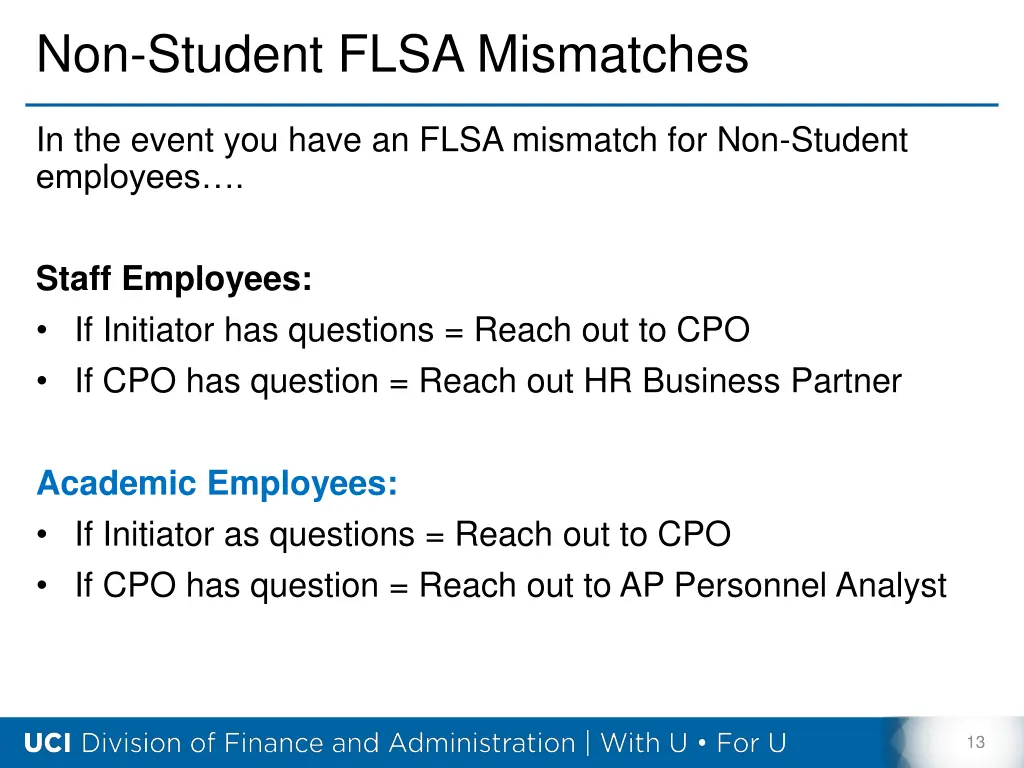 non student flsa mismatches