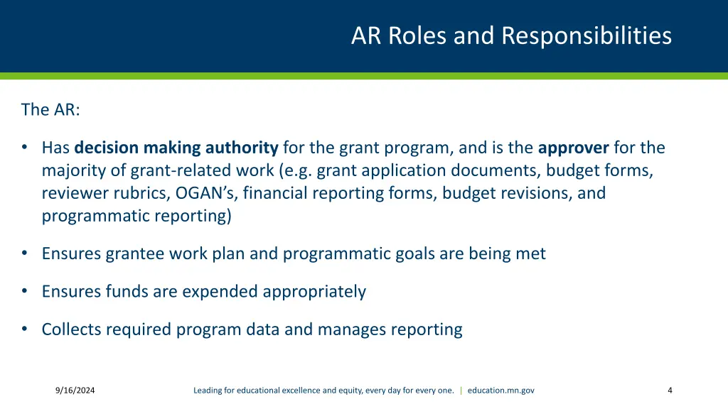 ar roles and responsibilities