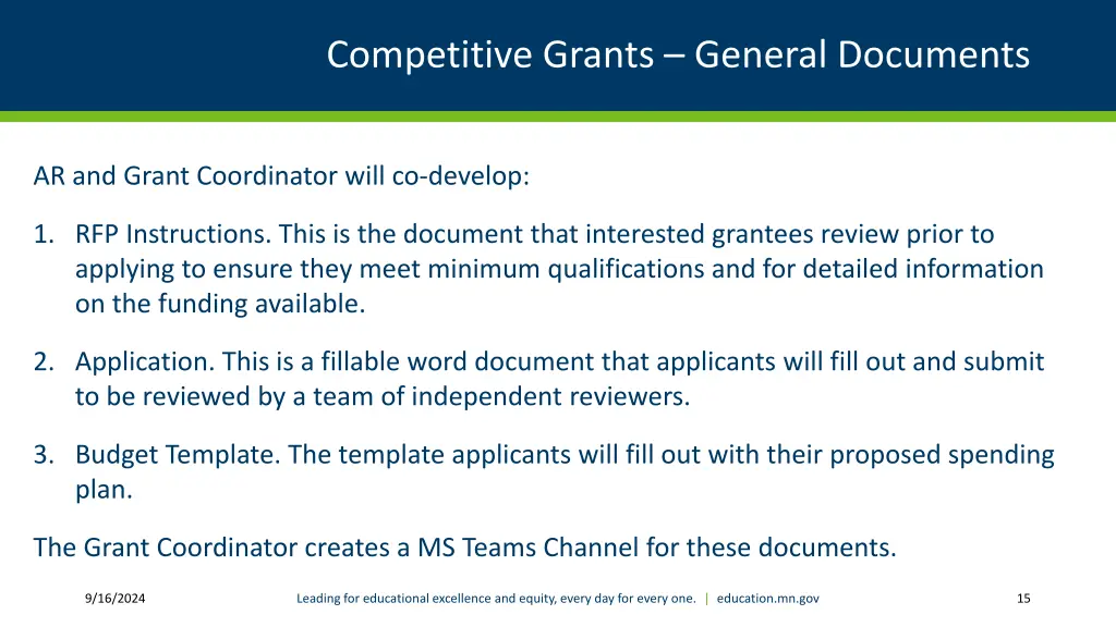 competitive grants general documents