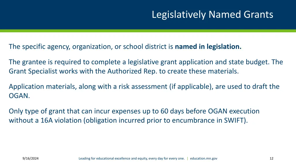 legislatively named grants