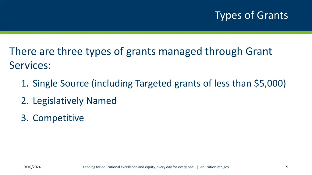 types of grants