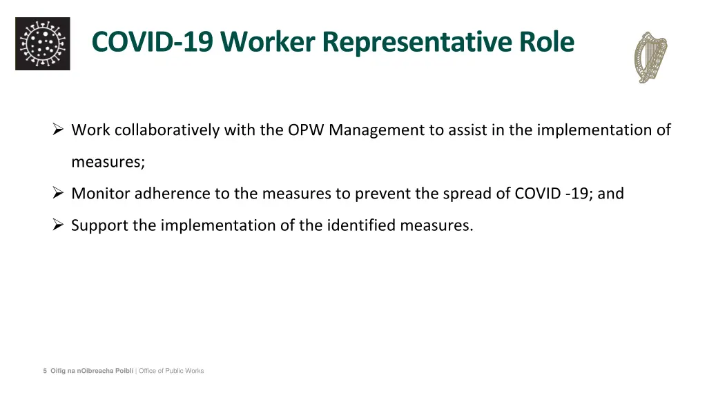 covid 19 worker representative role