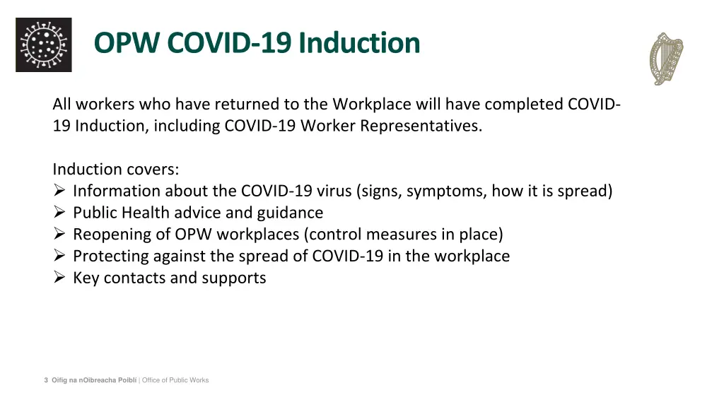 opw covid 19 induction