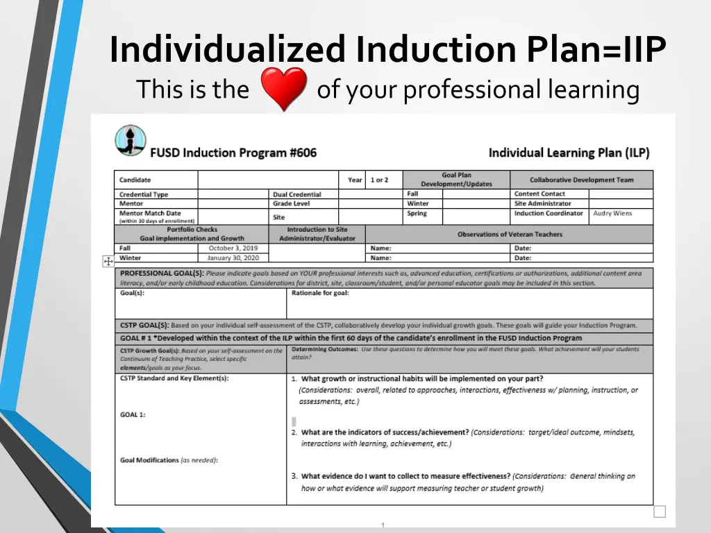 individualized induction plan iip this