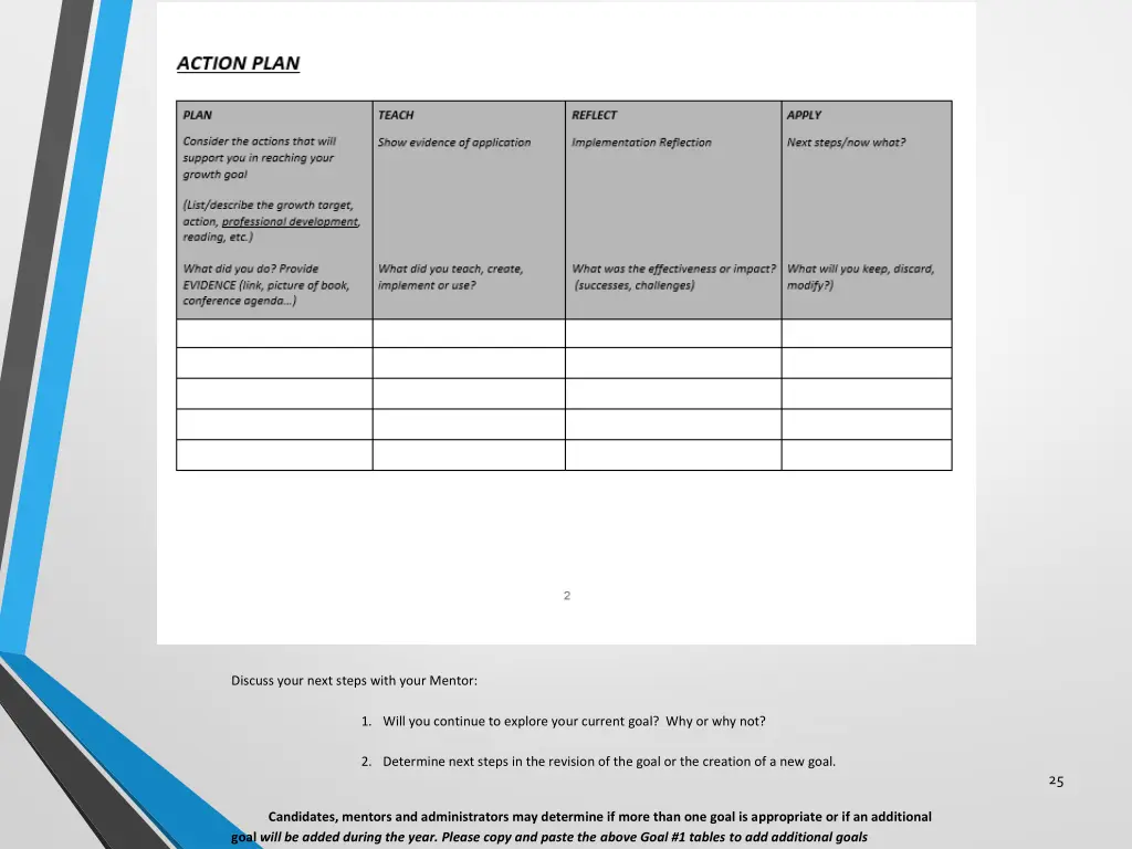 reflection on growth goal and action plan