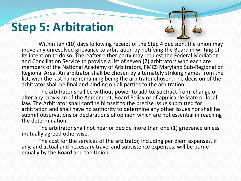 step 5 arbitration