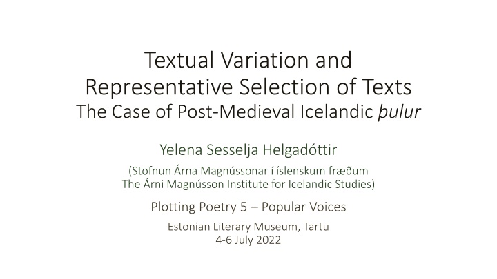 textual variation and representative selection