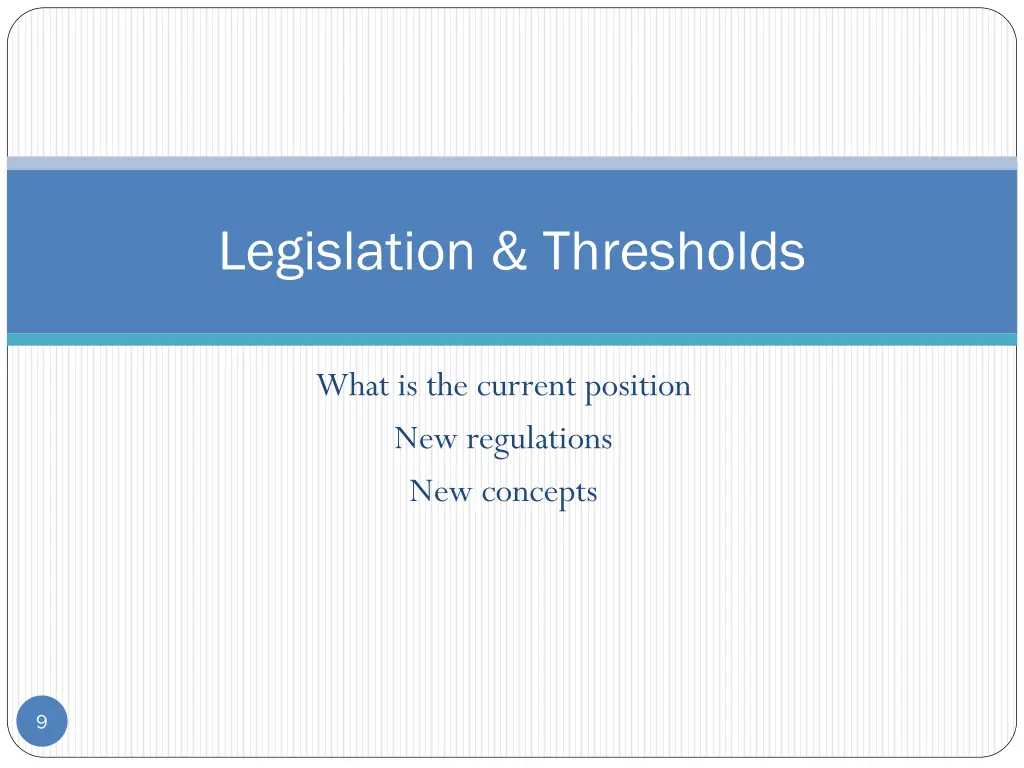 legislation thresholds