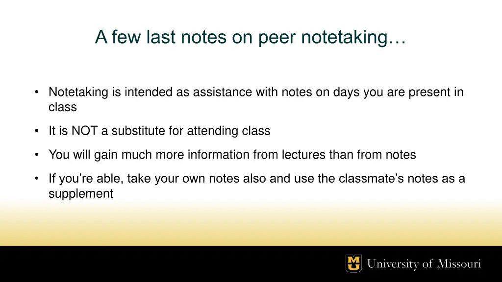 a few last notes on peer notetaking