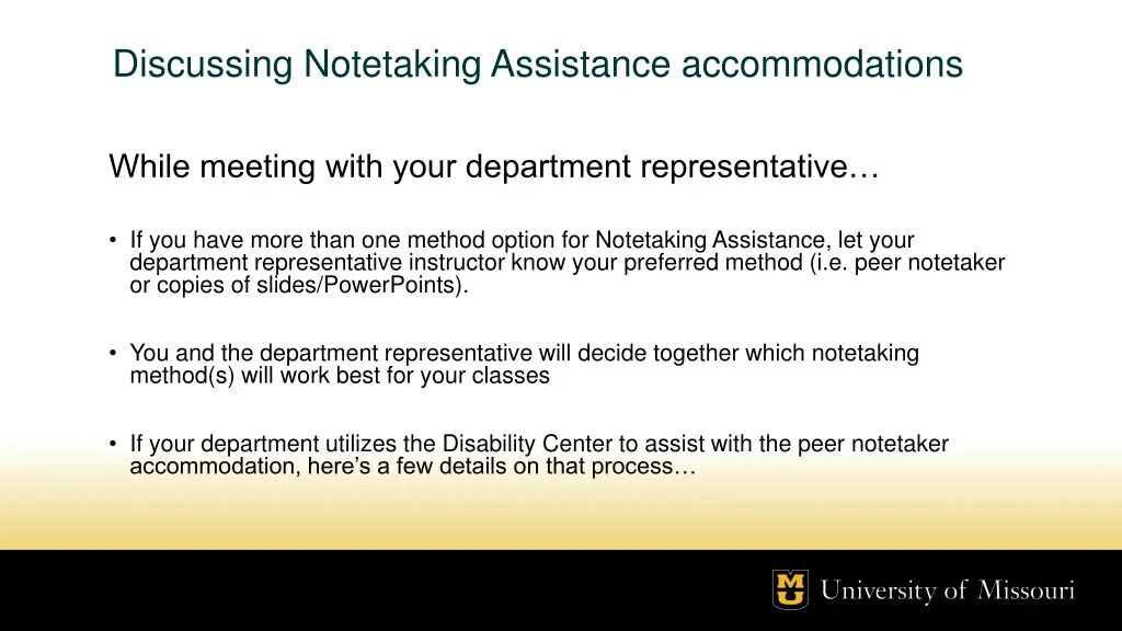 discussing notetaking assistance accommodations