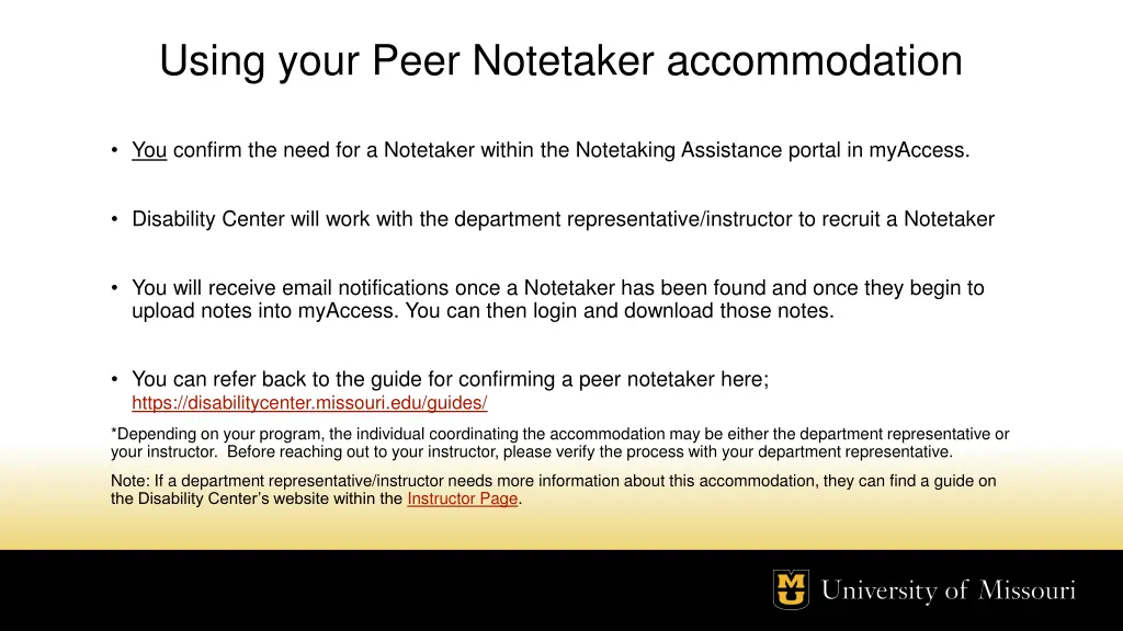 using your peer notetaker accommodation