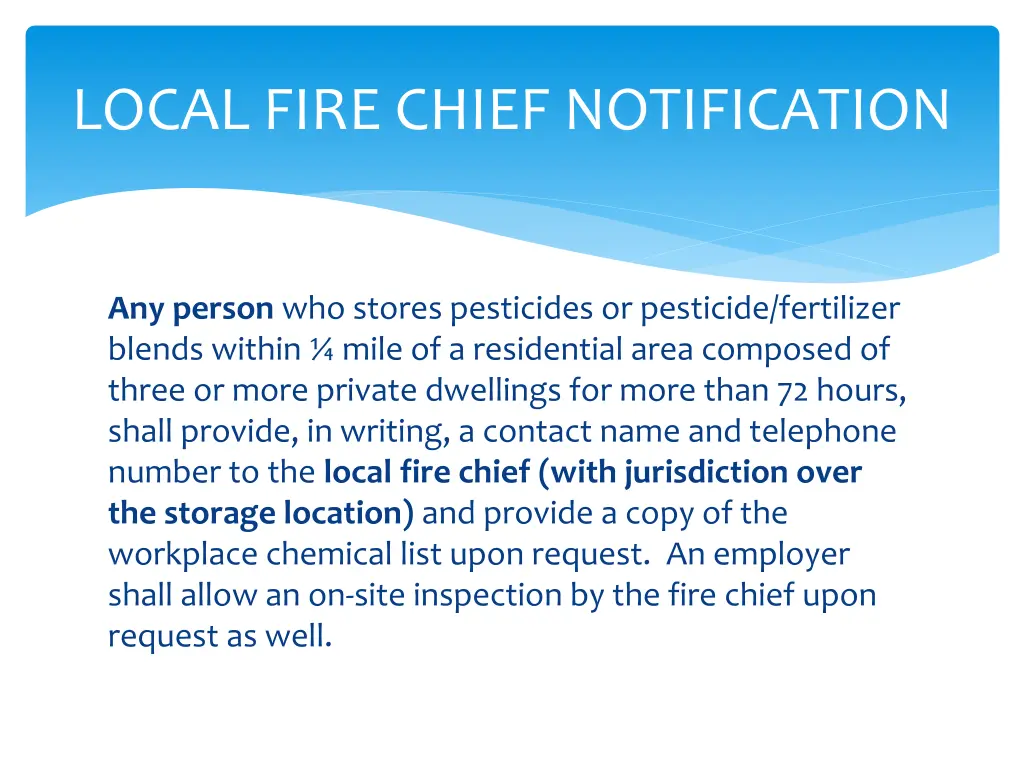 local fire chief notification