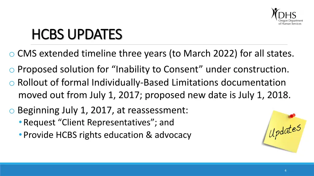 hcbs updates hcbs updates o cms extended timeline