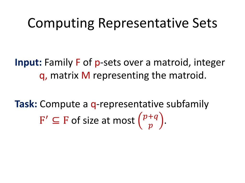 computing representative sets 1