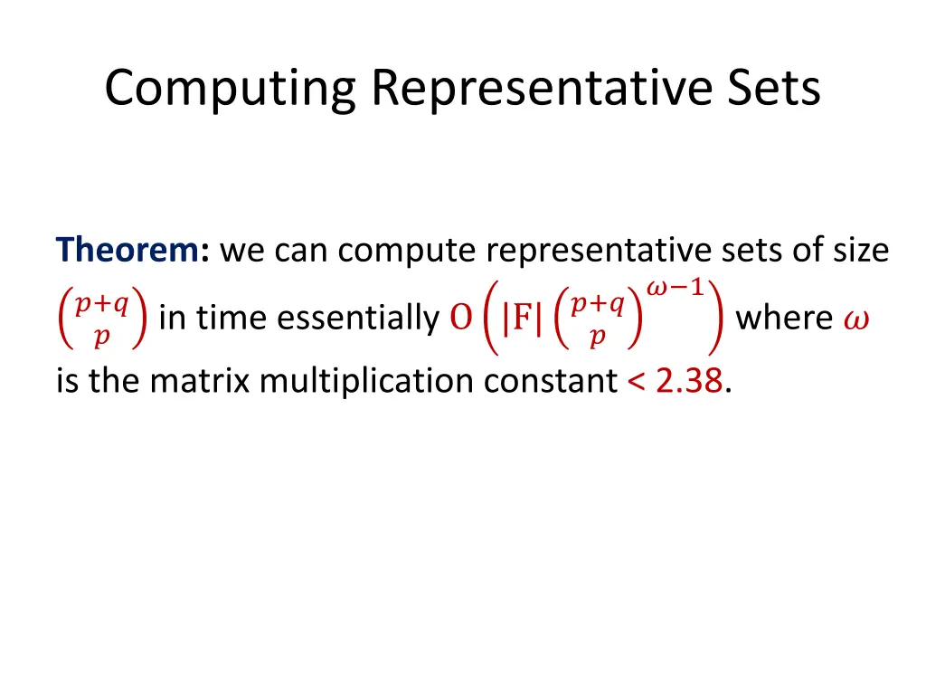 computing representative sets 2