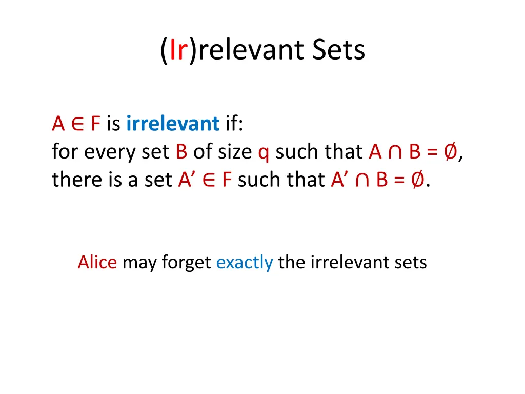 ir relevant sets