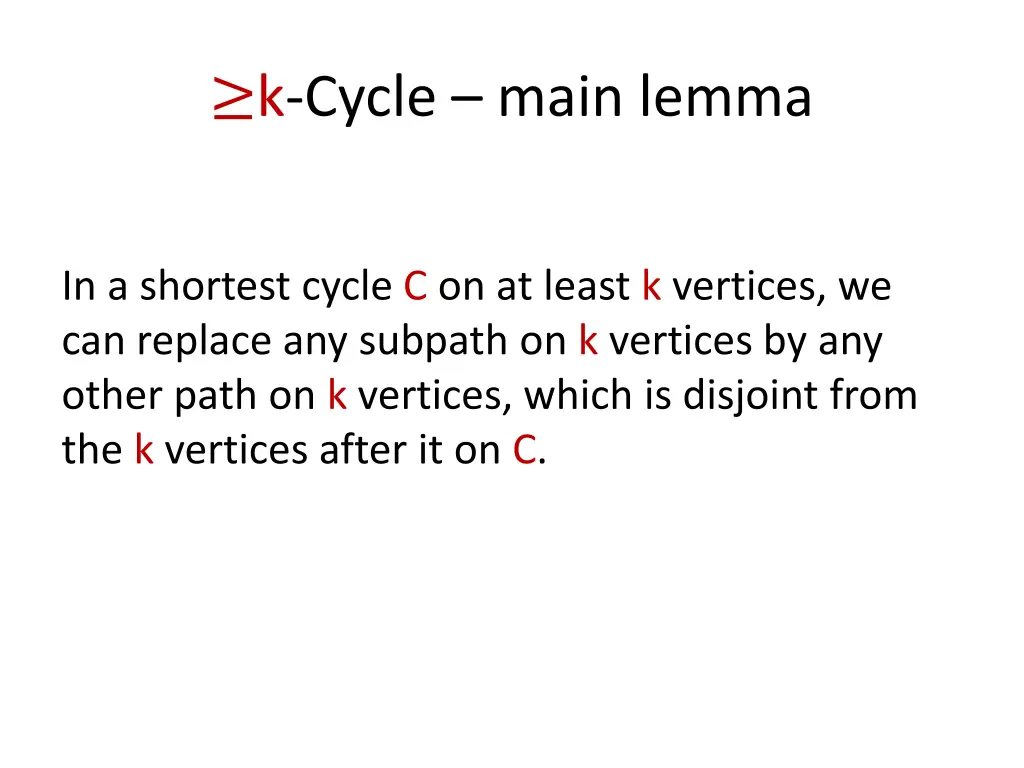 k cycle main lemma