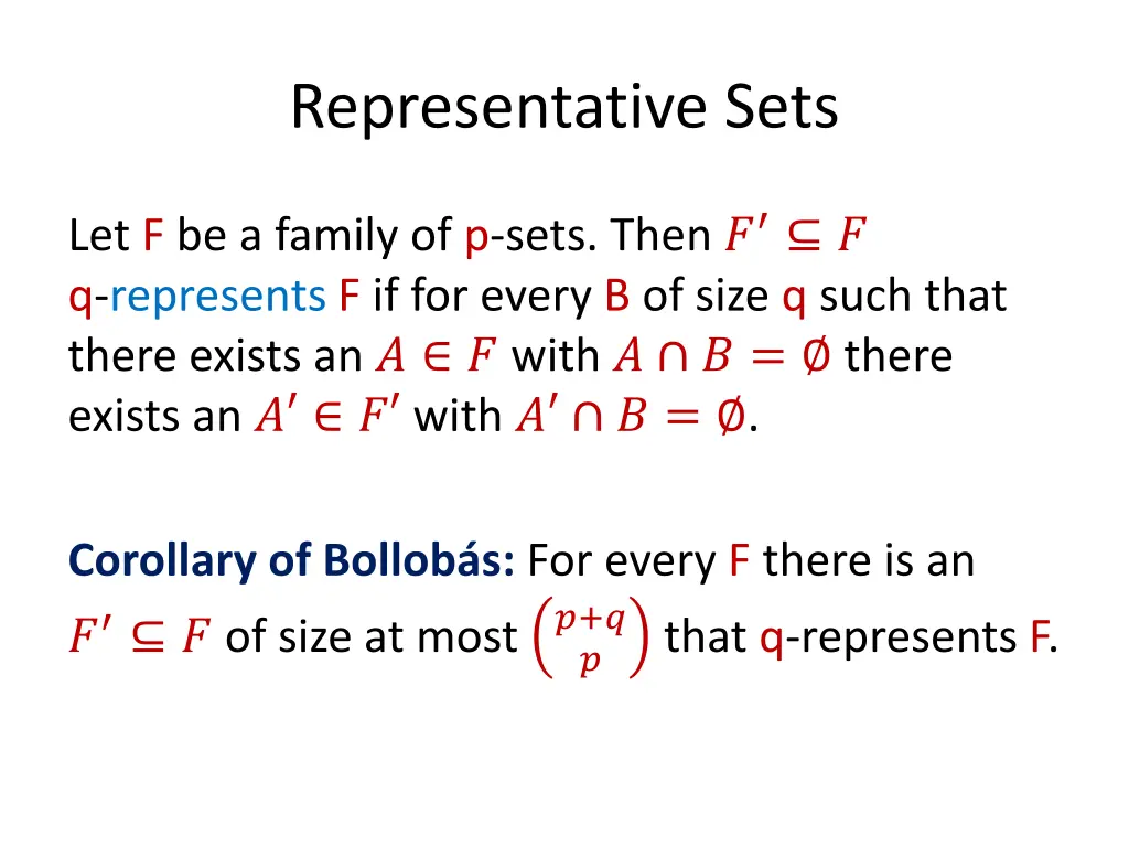 representative sets