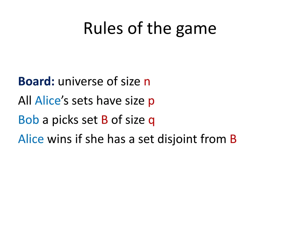 rules of the game