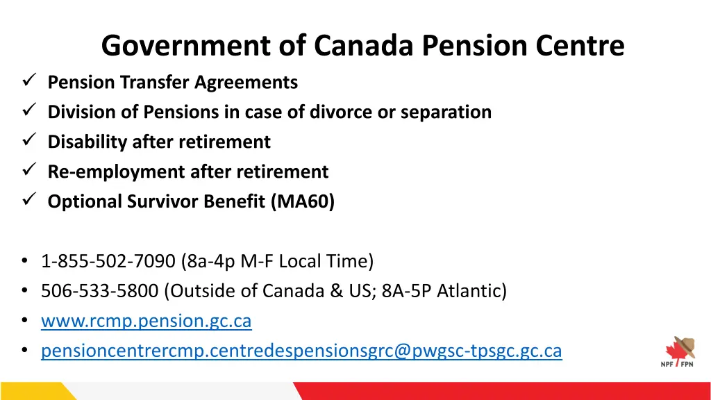 government of canada pension centre pension