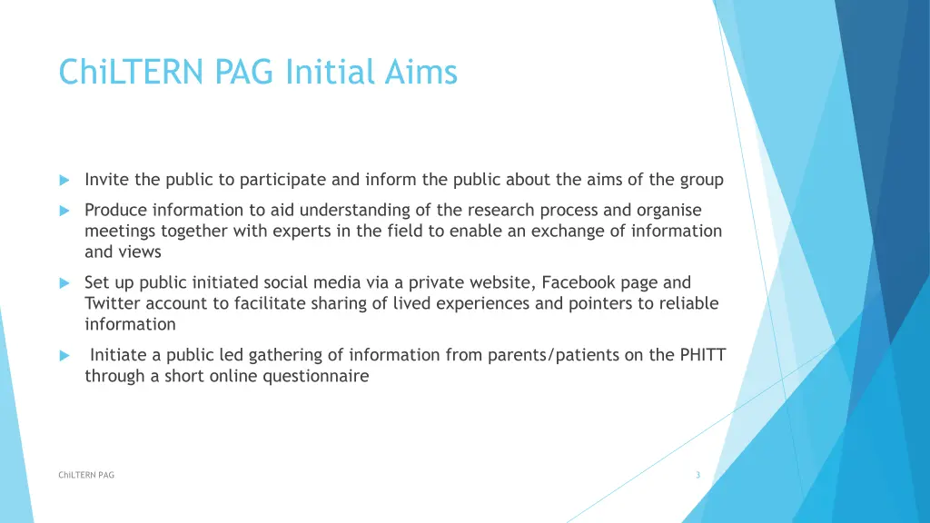 chiltern pag initial aims