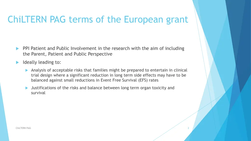 chiltern pag terms of the european grant