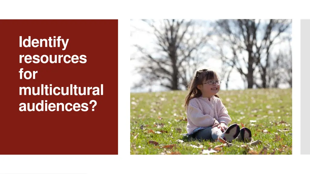 identify resources for multicultural audiences