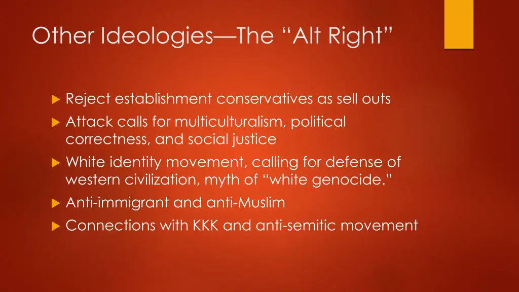 other ideologies the alt right