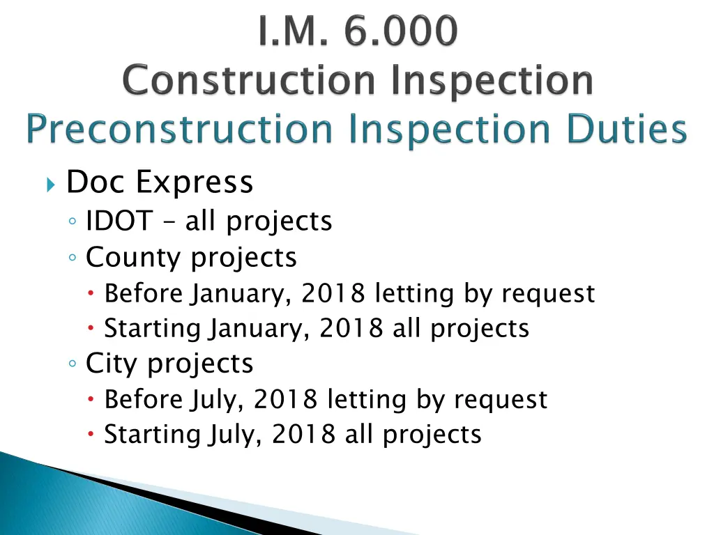 doc express idot all projects county projects