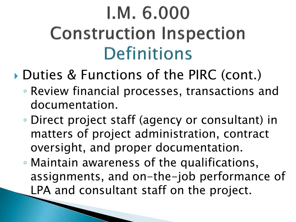 duties functions of the pirc cont review