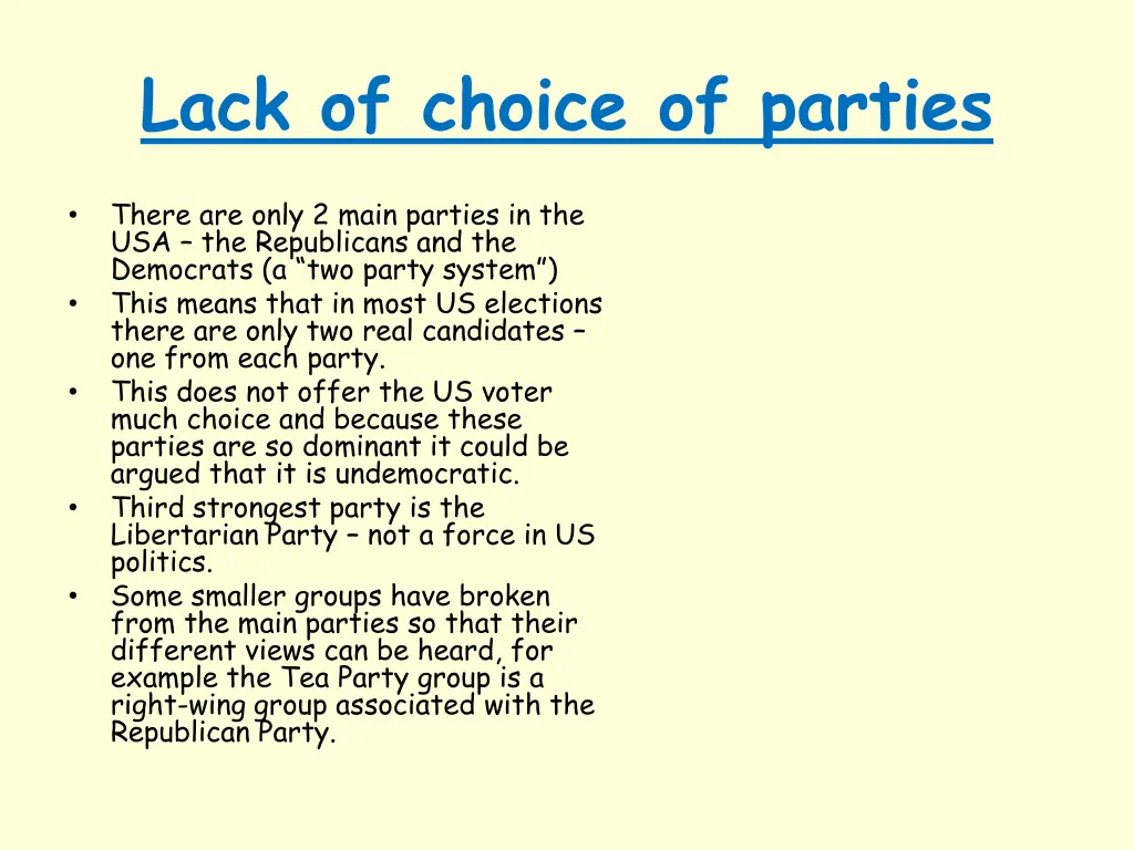 lack of choice of parties