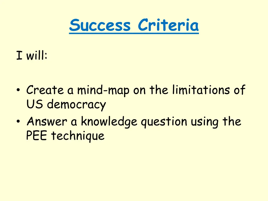 success criteria