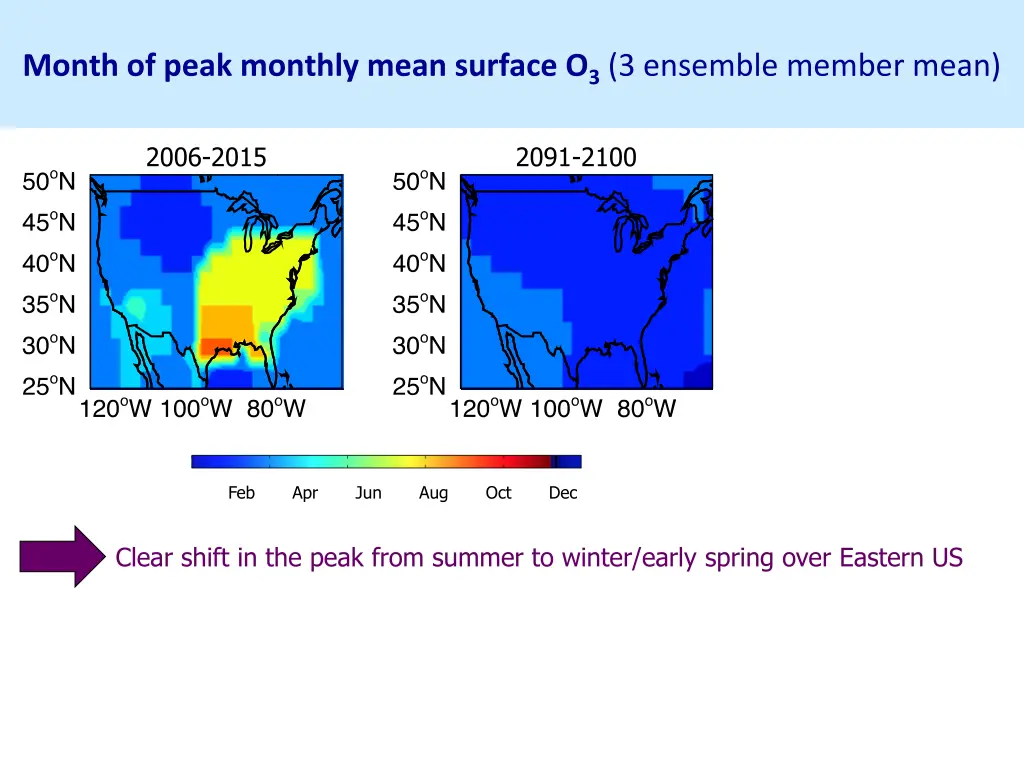 month of peak monthly mean surface o 3 3 ensemble 1