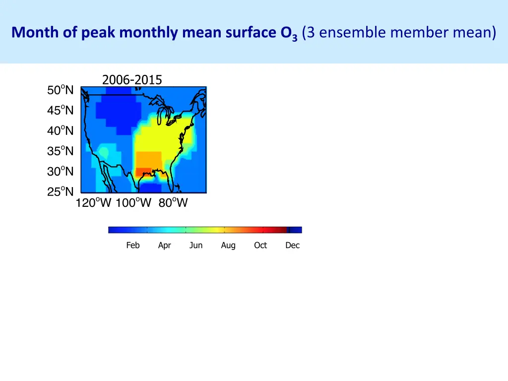 month of peak monthly mean surface o 3 3 ensemble