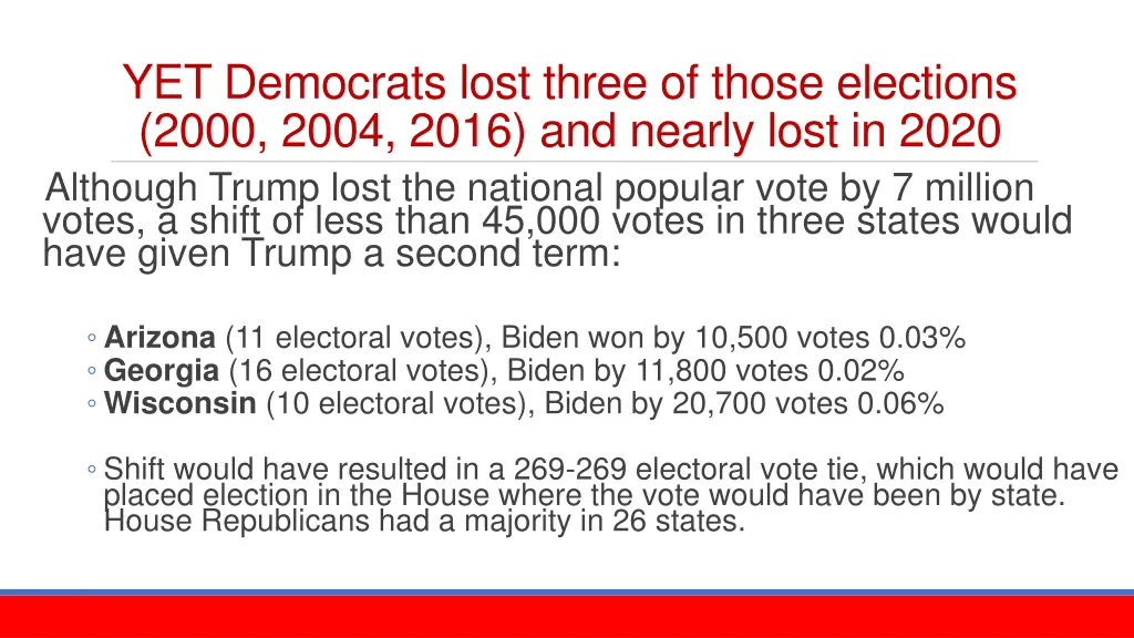 yet democrats lost three of those elections 2000